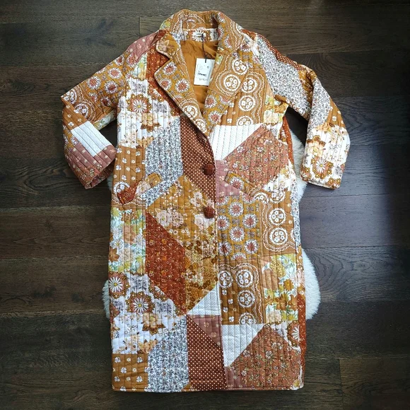 Spell X Free People Cha Cha Patchwork Quilted Long Duster Coat - Picture 2 of 11